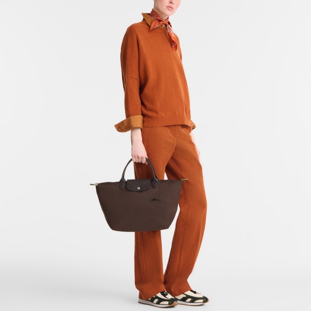 Longchamp Brown Nylon Top-Handle Tote
